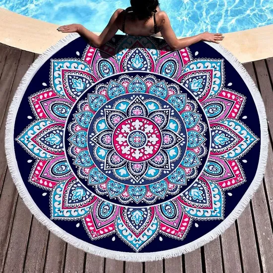 Large Round Beach Towel with Microfiber Material for Swimming Micro Fibre Round Beach Towels 150*150cm