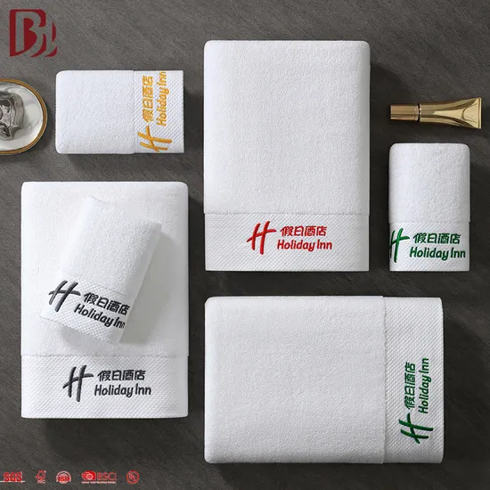 White Hilton Bathroom Pure Cotton Hotel Towel with Custom Logo