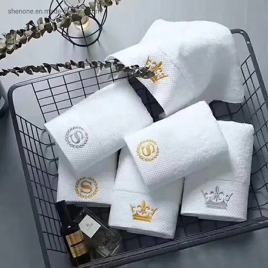 Shenone 100% Cotton Luxury Hotel White Premium Plain Bath Towel Set
