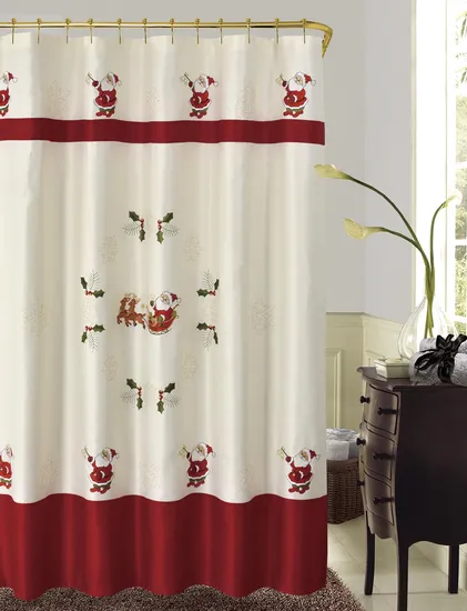 Wholesale Waterproof Polyester Bathroom Shower Curtain Embroidery Bath Curtain