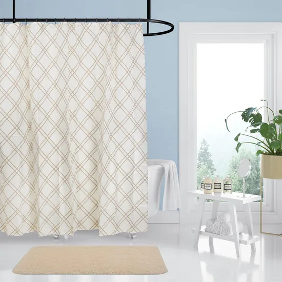 New Design Polyester Hotel Waterproof Shower Curtain Set