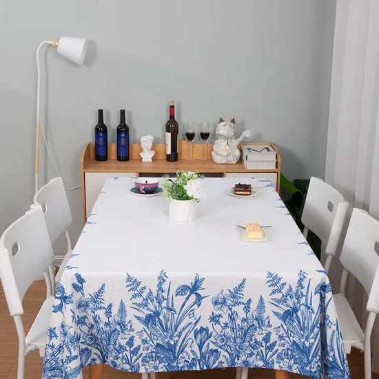 Customized Printing Tablecloth with 75% Polyester 25% Linen