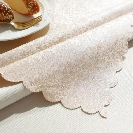 Tablecloth Beige Floral, Oil-Proof, Stain-Proof and Heat-Resistant Luxury Tablecloth