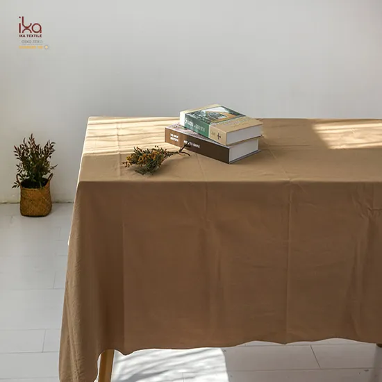 Wholesale Washable Modern Birthday Party Wedding Banquet Restaurant Embroidered Custom Woven Rectangle 100% Linen Table Cloth