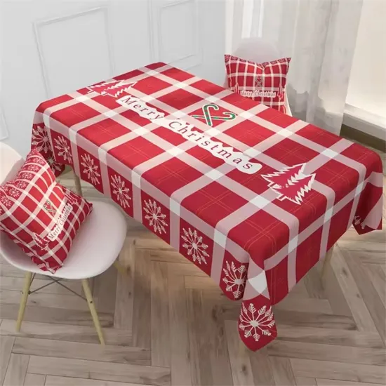 Custom Polyester Printing Party Christmas Waterproof Tablecloth Rectangle