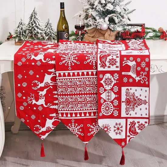 Knitted Fabric Tassel Table Flag Kitchen Dressing Props Table Decoration Insulation Tablecloth