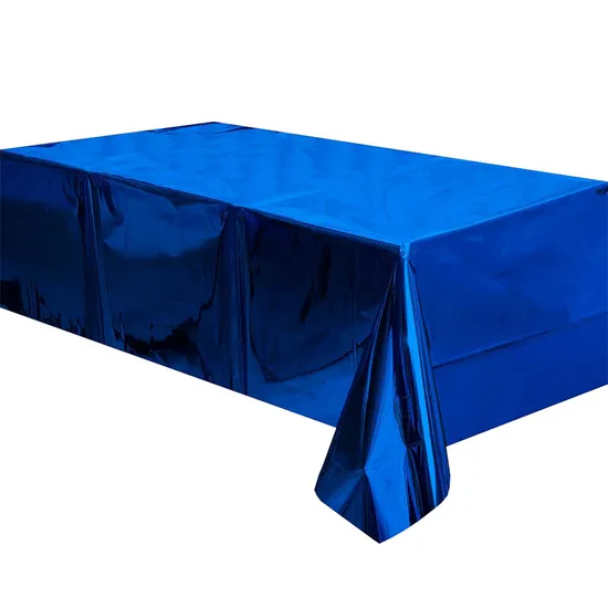 Shiny Dark Blue Rectangle Disposable Pet Foil Table Cover Tablecloth for Party Table