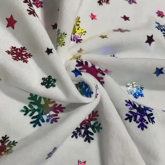 Foil Printing 100% Polyester Opulent Gold Stamping on Knitted Polyester Velvet Fabric