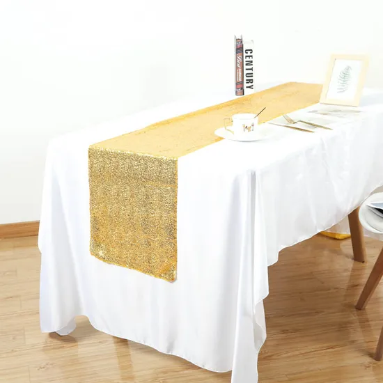 Fancy Embroidery Sequin Fabric Table Runner Party Christmas Wedding Decoration Tablecloth