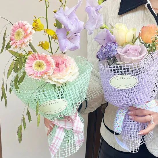 Flower Stores Good Choice Home Deco Polyester Grid Mesh for Flower Wrapping Floral Decoration Packaging Wrapping Mesh