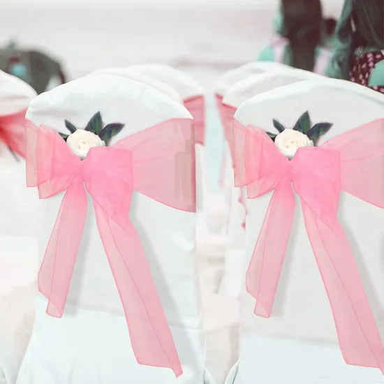 Colorful Organza Bow Chair Cover Sashes Ties