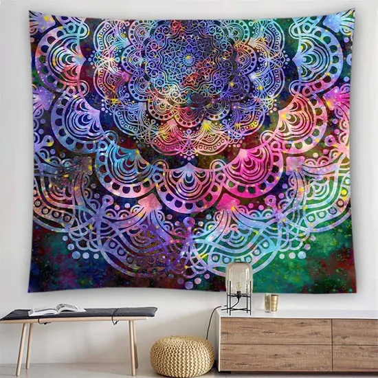 Abstract Geometric Bohemian Floral Colorful Striped Splicing Printing Tapestry Living Room Bedroom Indoor Tarot Custom Tapestry