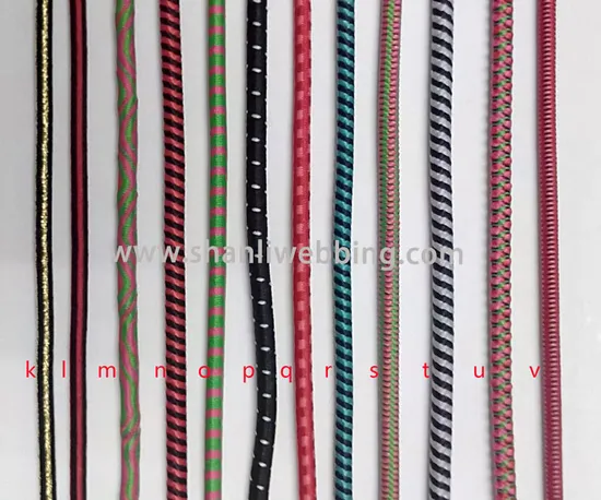 Mixed Color Nylon Bungee Cord, Striped Polyester Elastic Rope, Round Elastic Cord for Bag and Garments
