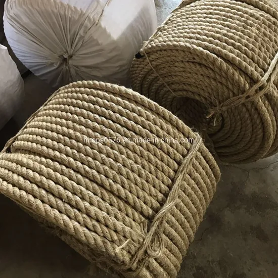 Factory Wholesale Twist 3/4 Strand Natural Color Linen Sisal Jute Hemp Manila Twine Rope for Marine and Mooring