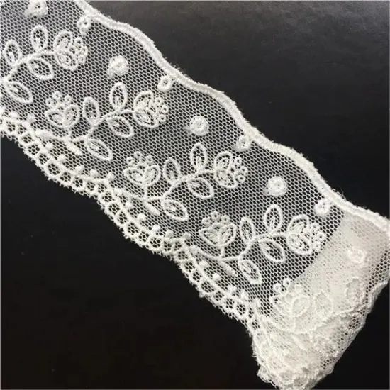 Fashion New Embroidery Flower Curved Lace Trim Edged Lacefor Home Decoration
