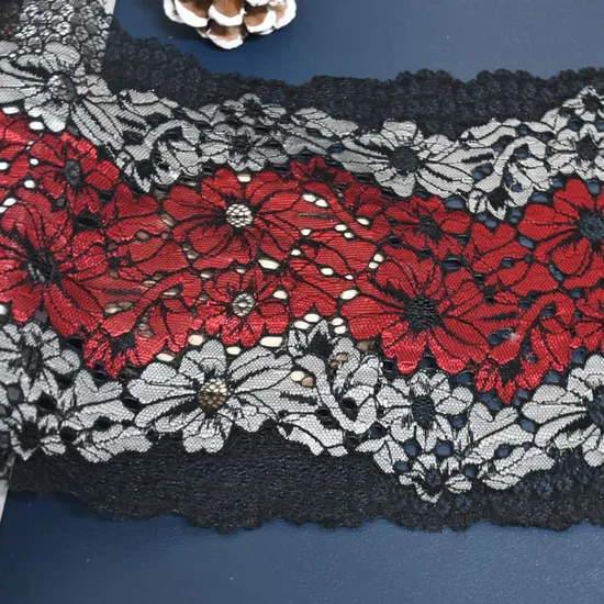 Sheer Two-Tone Elastic Lace Fabric for Romantic Blouse Sleeves