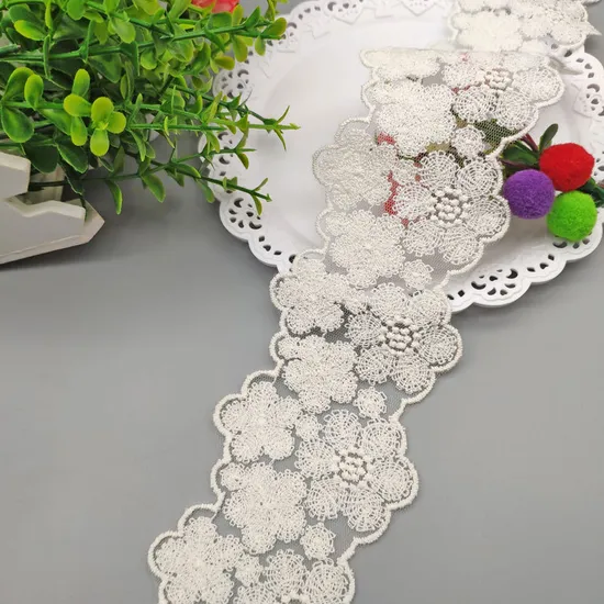 White Lace Cotton Embroidery Lace Ribbon Trim Fabric for Sewing Apparel Accessories Handmade DIY Crafts