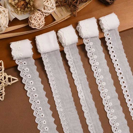 New White Flower Mesh Hollowed-out Milk Silk Barcode Water Soluble Embroidery Fine Lace