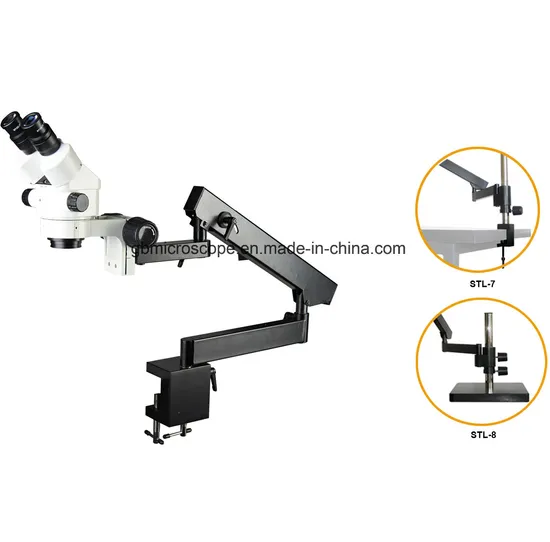 7X45X Articulated Flexible Arm Mouting Stand Stereo Zoom Microscope with Table Clamp