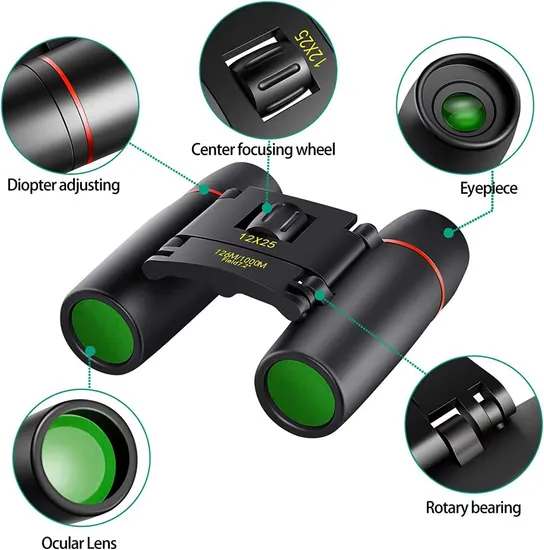 12X25 Small Pocket Mini Kids Binoculars Boys for Bird Watching, Concert Theater Opera