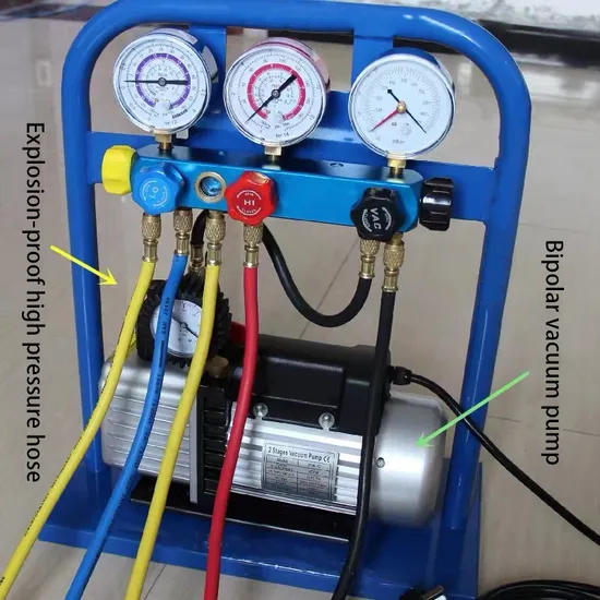 Coolsour 4 Valve Manifolds Scales Refrigerant Charging Station