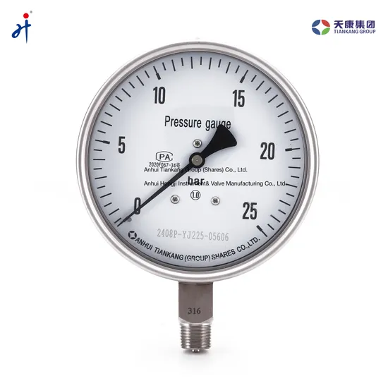 Stainless Steel Pressure Gauge Shock Resistant Pointer Type Vacuum Negative Pressure