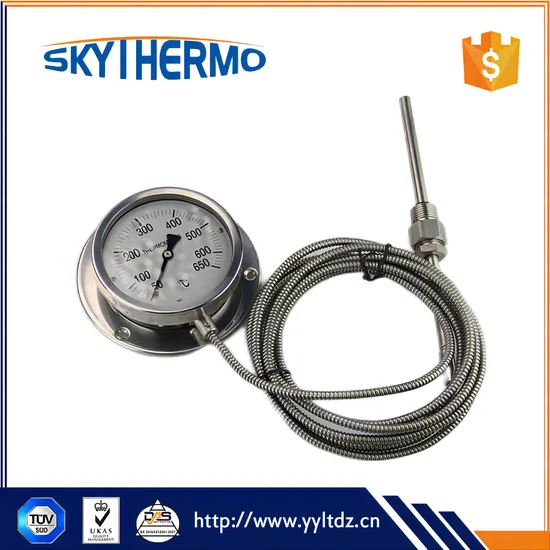 Oil Fiiled Ss Back Flange Thermometer with Ss Capillary 5′′ Dial