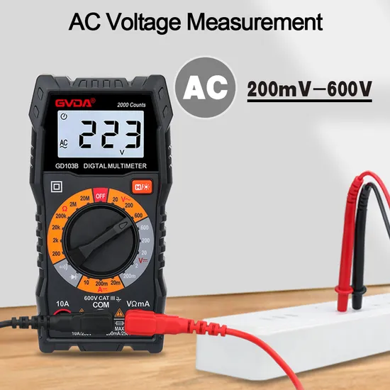 Gvda Gd103b Household Mini Backlit Digital Multimeter for DC / AC Voltage DC Current Portable Meter Tester with Kickstand