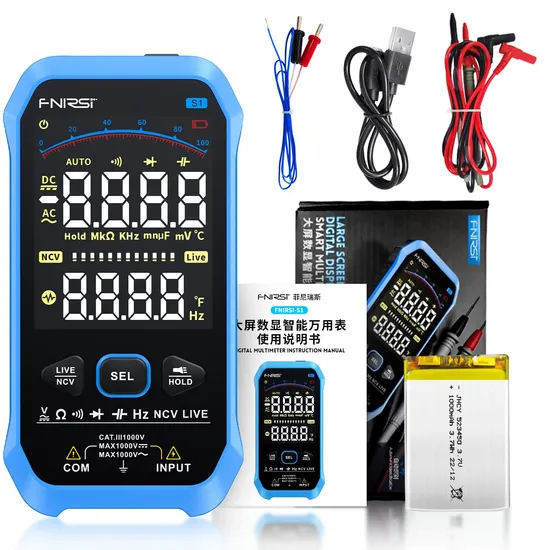 Fnirsi S1 Digital Multimeter Color Display Tester 9999counts AC DC Voltage Resistance Capacitance Diode Ncv Hz Multimeter