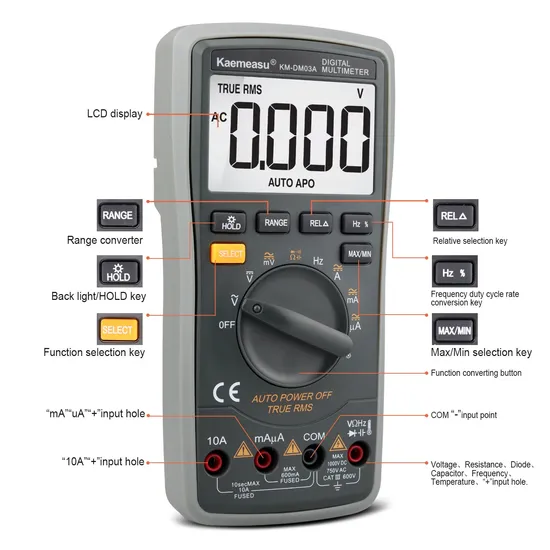 Kaemeasu Km-Dm03A 6000 Count Display AC / DC Smart Tester High Precision Digital Multimeter