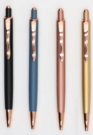 Rose Gold Parts Cheapest Pen Free Sample Metal Aluminum Ball Pen Click Action Custom Logo Aluminum Pen with Stylus