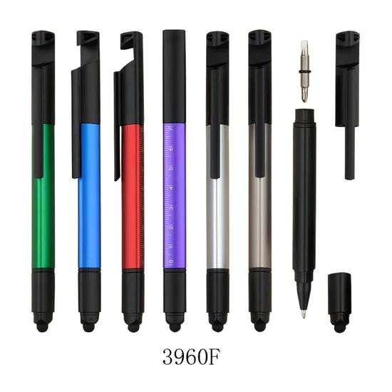 Multifunction Mobile Phone Stand Holder Touch Screen Stylus Ruler Screwdriver Plastic Metal Ball Pen