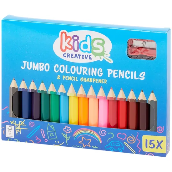 Action Hot Selling Cheap 15 Jumbo Colour Pencils Set with 1 Sharpener