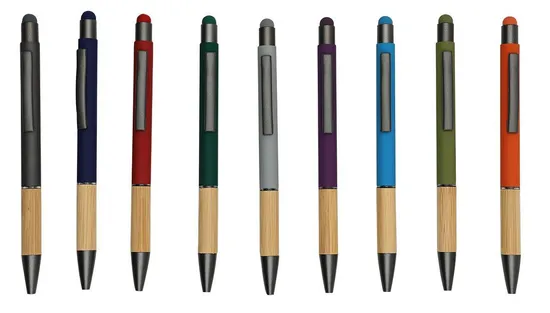 Personalized Custom Logo Printed Eco-Friendly Bamboo Wooden Grip Metal Ballpoint Pen