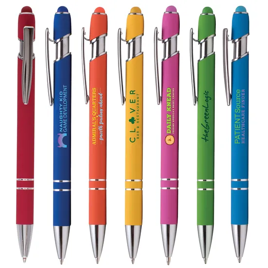 Stylus Rubber Finishing Metal Ball Pen with Logo Imprint for Promotional Gift