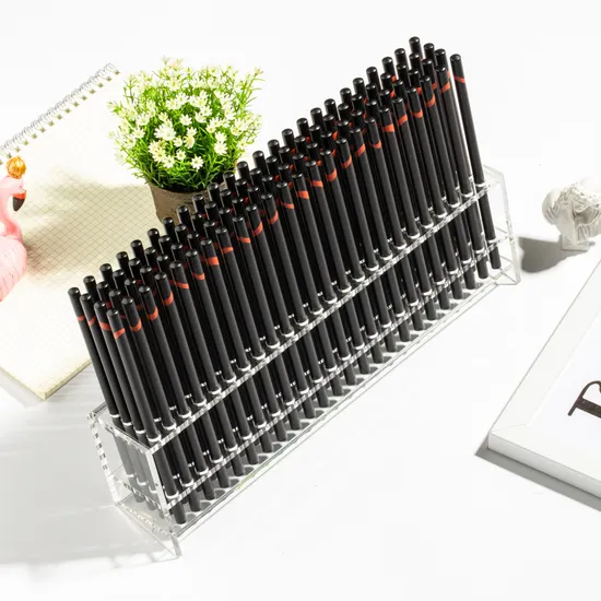 Customize School Stationery Writing Pencil Black Wooden Hb Pencil with a Red Wavy Top