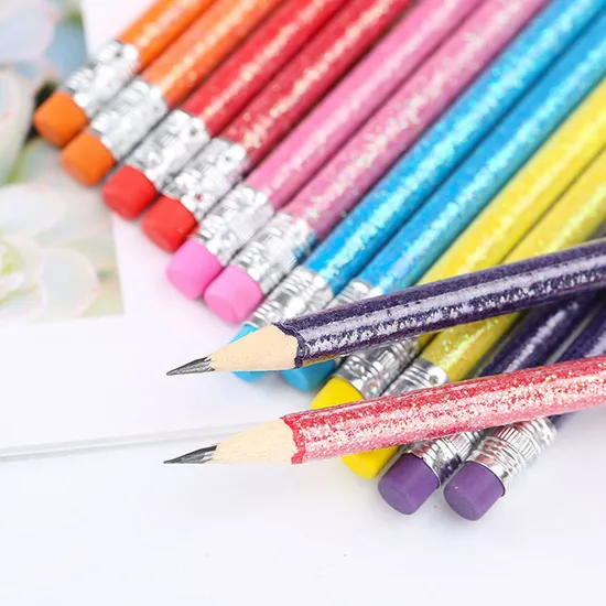 Factory Custom Colored Wooden Pencil with Rubber Hb Student Pencil