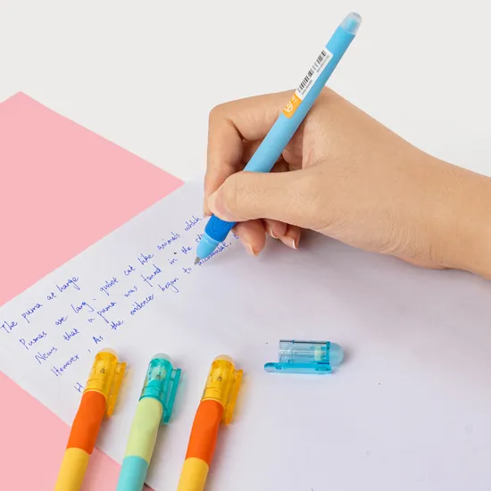 Best Selling Comfortable Rubber Coated Barrel 0.5mm Bullet Tip Erasable Gel Pen