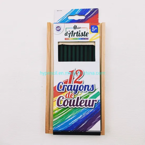 Cbm0712-12 Black Wood Color Pencil in Wooden Case