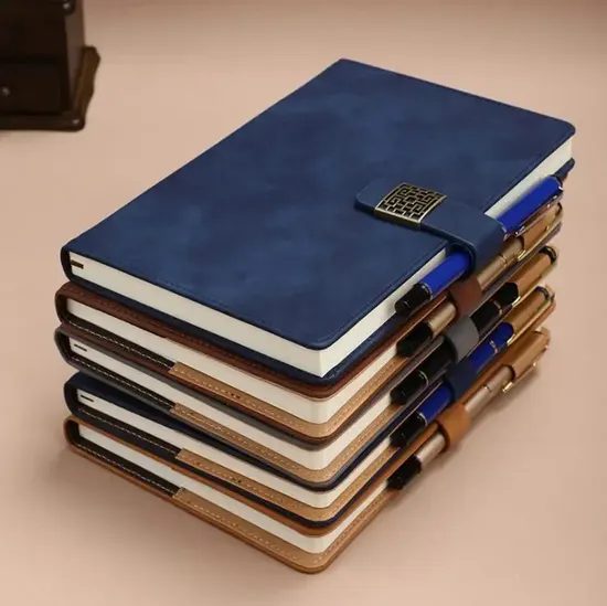 2024 Custom Logo High Quality A5 Leather 80g Office Notebook with Lock