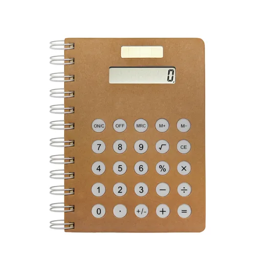 Kraft Paper Cover with Solar 8 Digit Calculator Gift Notebook