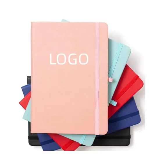 Office Supplier A5 PU Leather Custom Logo Journal Notebook with Elastic Band