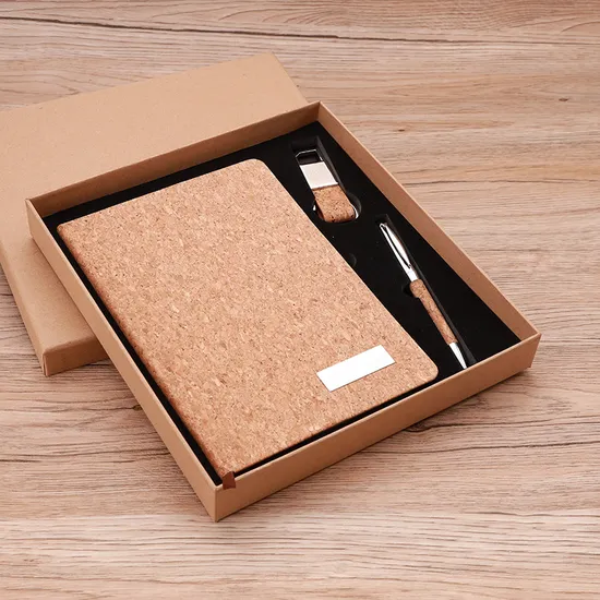 Cork Cover Notebook with Pen and Keychain, Promotion Gift Office Supply