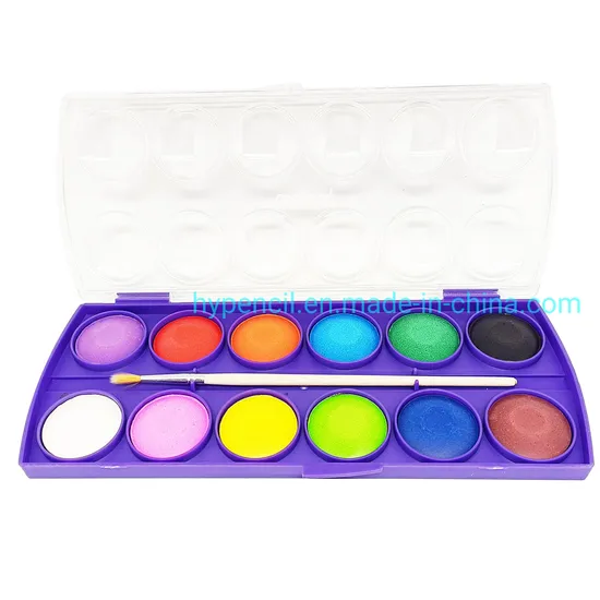 Vibrant Watercolor Cakes Set for Artists and Kids - Non-Toxic, 12 Watercolor Tablets with Palette Brush - Perfect for Art Supplies and Painting Projects