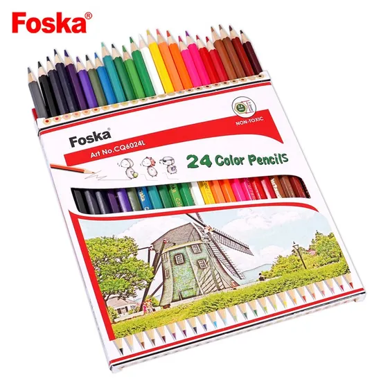 Foska 7.0 Length 24 Colors Natural Wood Hexagonal Color Pencil