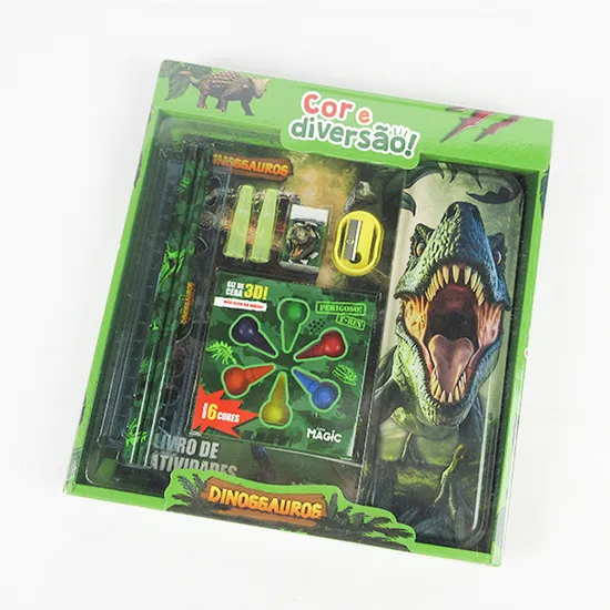 Young Readers Stationery Set with Erasers and Rulers Pencil Sharpener Pencil Case Dinosaur