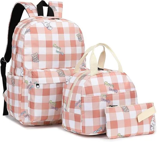Polar Bear Girls School Backpacks - 3-in-1 Set with Lunch Bag & Pencil Case