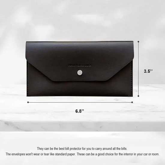 Compact Cash Envelope - 6.8-Inch PU Leather Money Bag