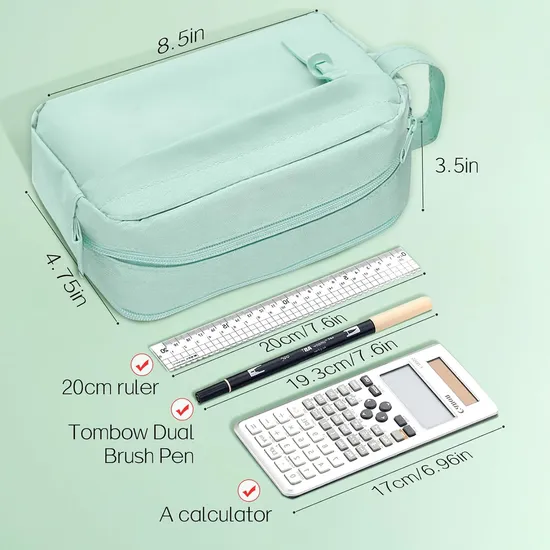Polyester Pencil Case Bag Zipper Portable Pen Pouch