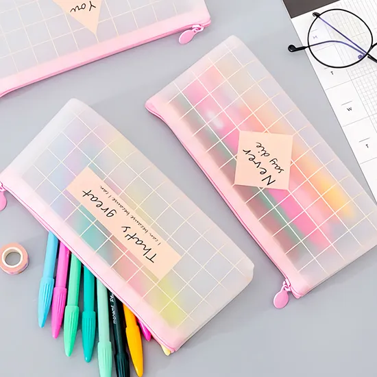 Fashion Custom Pencil Bag Cute Transparent Zipper Pencil Case Stationery PVC Pencil Pouch for Student